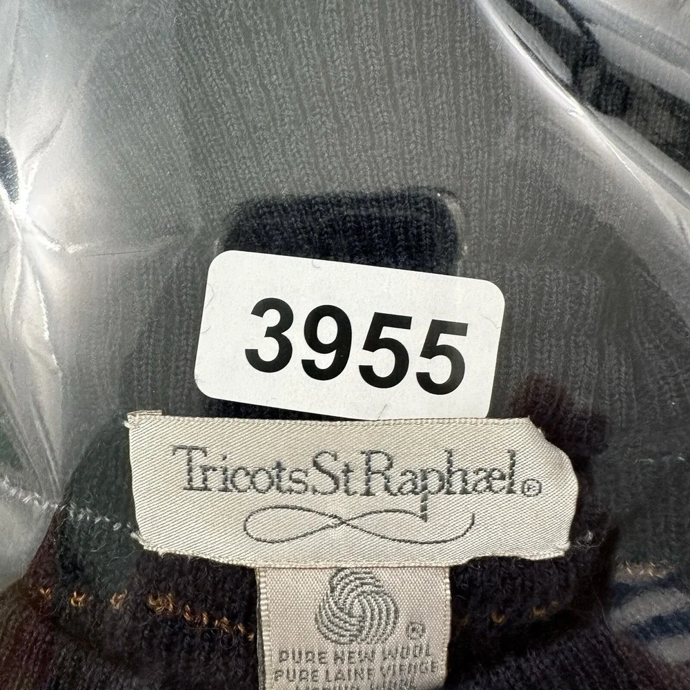 Vintage Tricots St‎ Raphael Grandpa Sweater Mens Large Merino Wool Blue Colorful